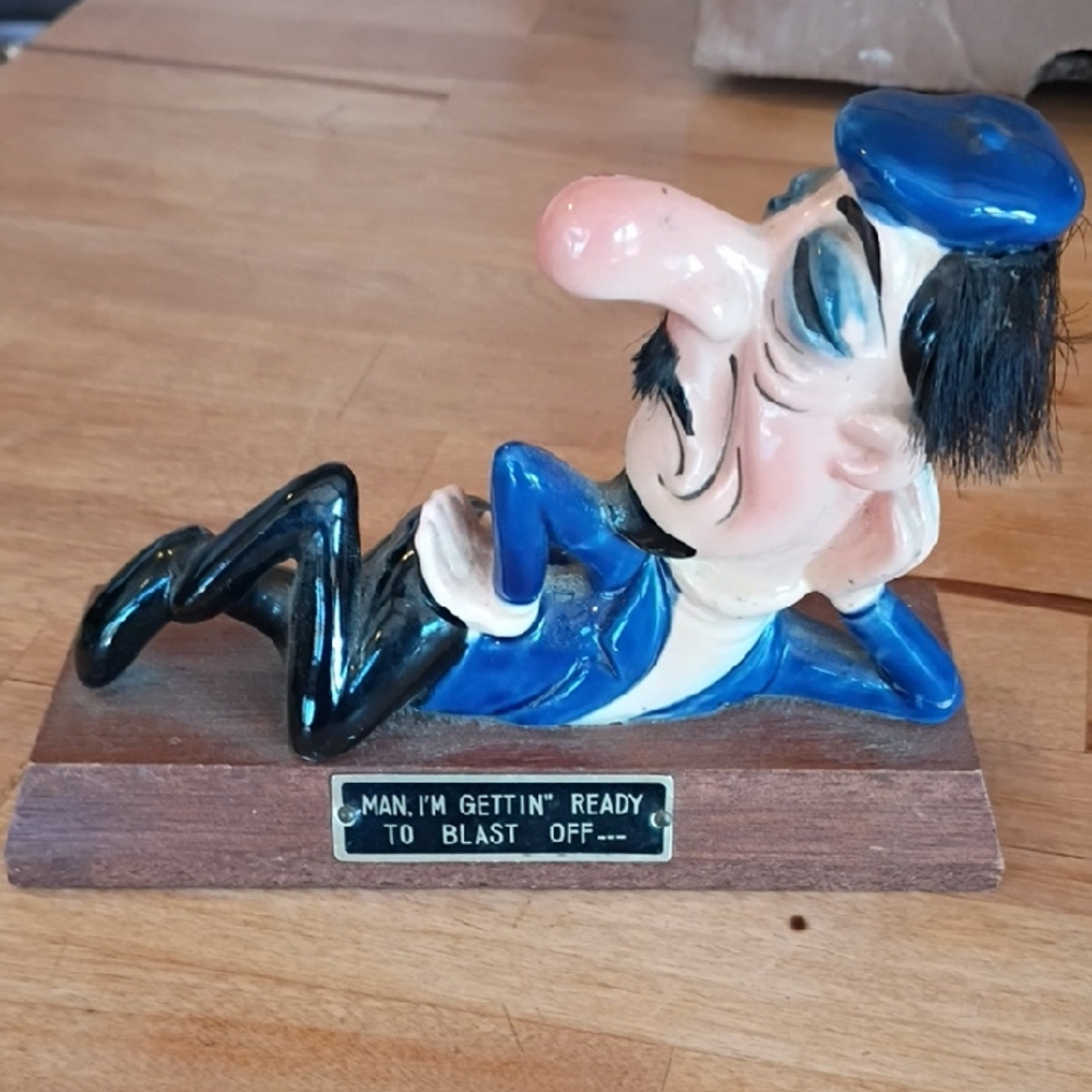Whimsical Blue and Black Figurine